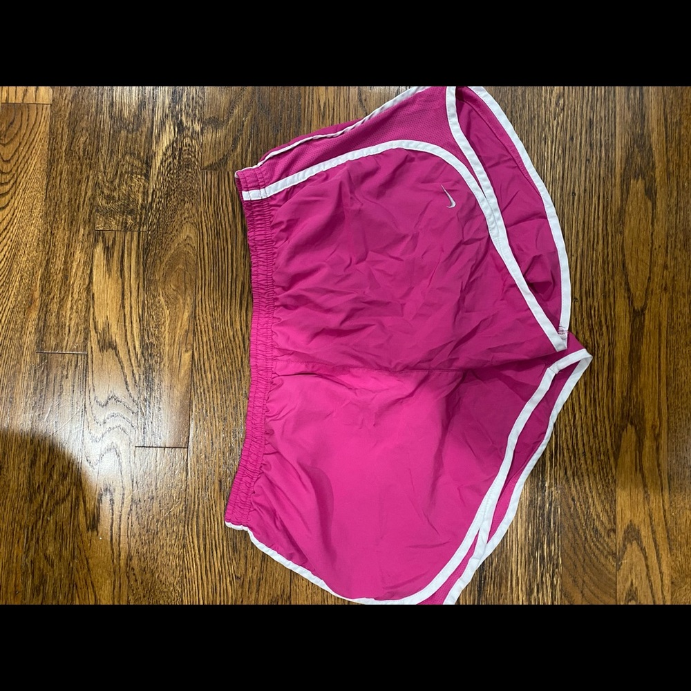 Berry color white trim Nike shorts. Comfy and perfect summer color